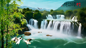 瀑布风景画