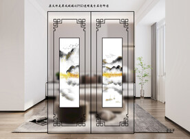 高清分层透明底推拉门打印图