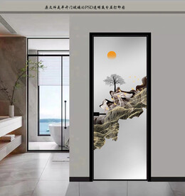 高清分层透明底平开门打印图