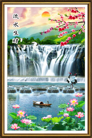 源远流长瀑布山水装饰画