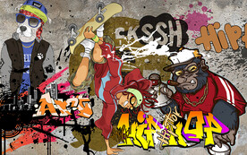 个性水泥墙欧美涂鸦工装背景墙