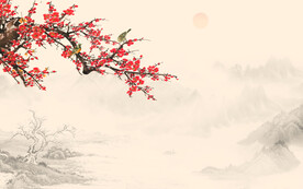 新中式国画梅花装饰画背景墙