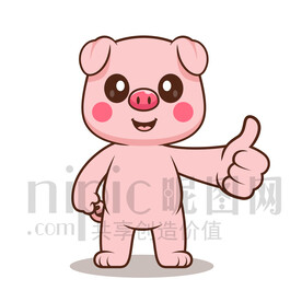 可爱卡通点赞的小猪