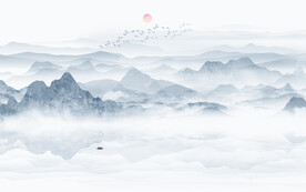 新中式水墨山水画