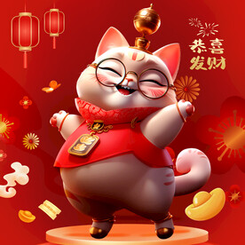 开心的招财猫