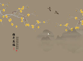 中式花鸟背景图