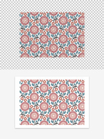 矢量简约圆形花卉图案