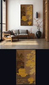 新中式轻奢山水玄关入户装饰画