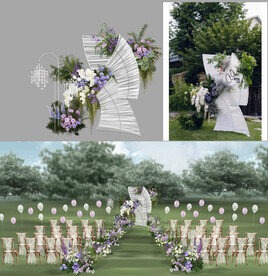 绿紫色婚礼花艺素材