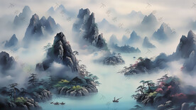 意境水墨山水画