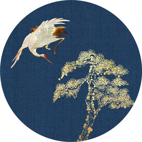 新中式 山水画 水墨画 圆形画