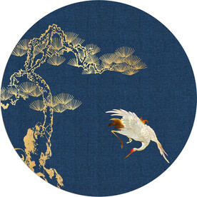 新中式 山水画 水墨画 圆形画