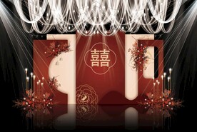 红色中式婚礼背景