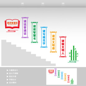 请讲普通话楼梯文化墙