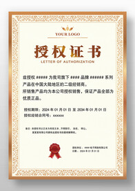 金边金属感网络网店代理授权证书