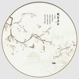 圆形花鸟画入户玄关画