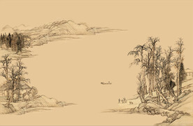 原创新中式现代简约水墨意境山水