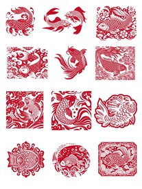 鱼剪纸素材