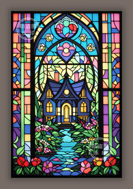 欧陆风情蒂凡尼教堂彩色玻璃图案
