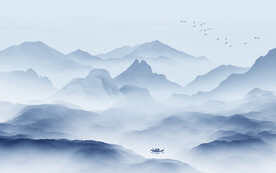 高端 中式背景山水 TIf分层