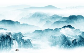 现代 中式背景山水 TIf分层