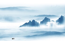 高档 中式背景山水 TIf分层