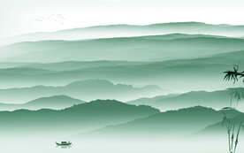 人气 中式背景山水 TIf分层