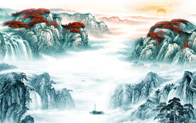 高清 中式新款山水 TiF分层