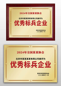 金属感优秀标兵企业荣誉奖牌铜牌
