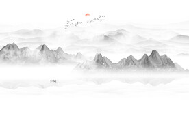 抽象水墨山水画背景墙