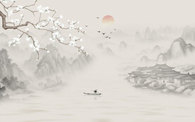 新中式水墨江南背景墙