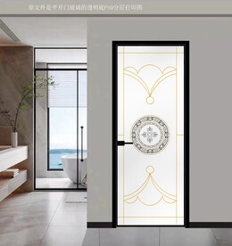 高清分层透明底平开门打印图