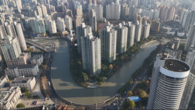 苏州河航拍河湾