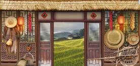 复古80后90后农村民居背景墙