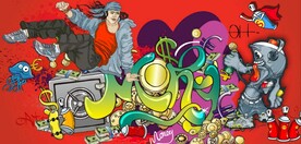 欧美风街头涂鸦餐饮酒吧背景墙