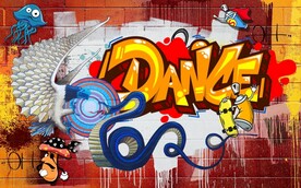 欧美风街头涂鸦餐饮酒吧背景墙