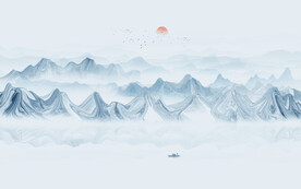 抽象水墨山水画背景墙