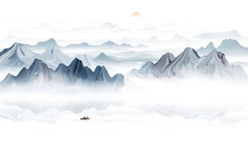 新中式简约水墨山水画背景墙