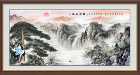 黄山迎客松国画山水