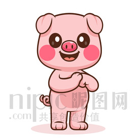 可爱卡通握拳的小猪