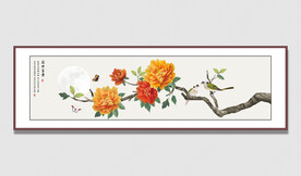 新中式花鸟牡丹国画