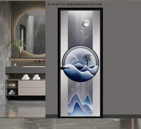 高清分层透明底平开门打印图