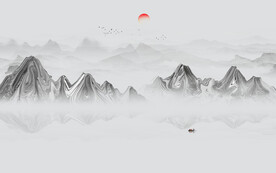 抽象水墨山水画