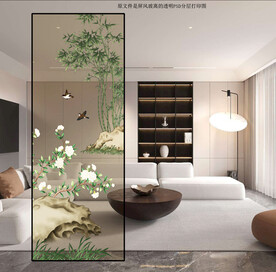 高清分层透明底屏风玻璃打印图