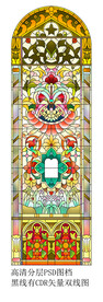 高清分层欧式教堂玻璃打印图