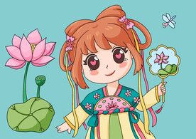 古风女孩简笔画线稿涂色