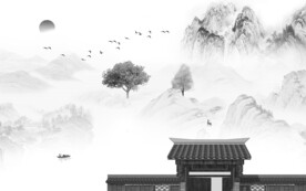 爆款 灰色中式山水 TiF分层