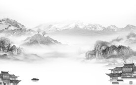 新品 灰色中式山水 TiF分层