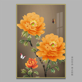 新中式花鸟牡丹国画