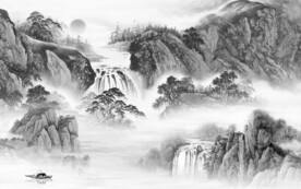 高清 灰色意境山水 Tif分层